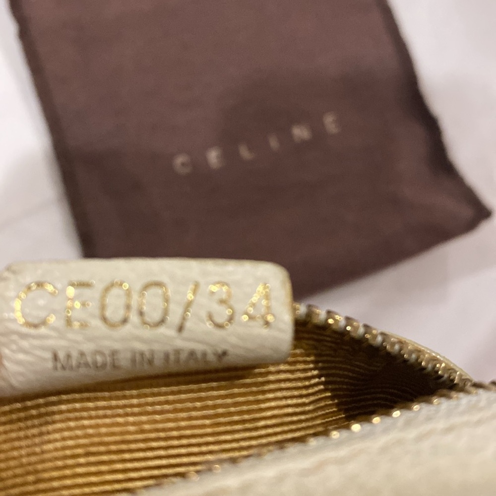 Celine Cream Leather Triomphe Logo Coin Pouch with Gold Hardware - Picture 5 of 10